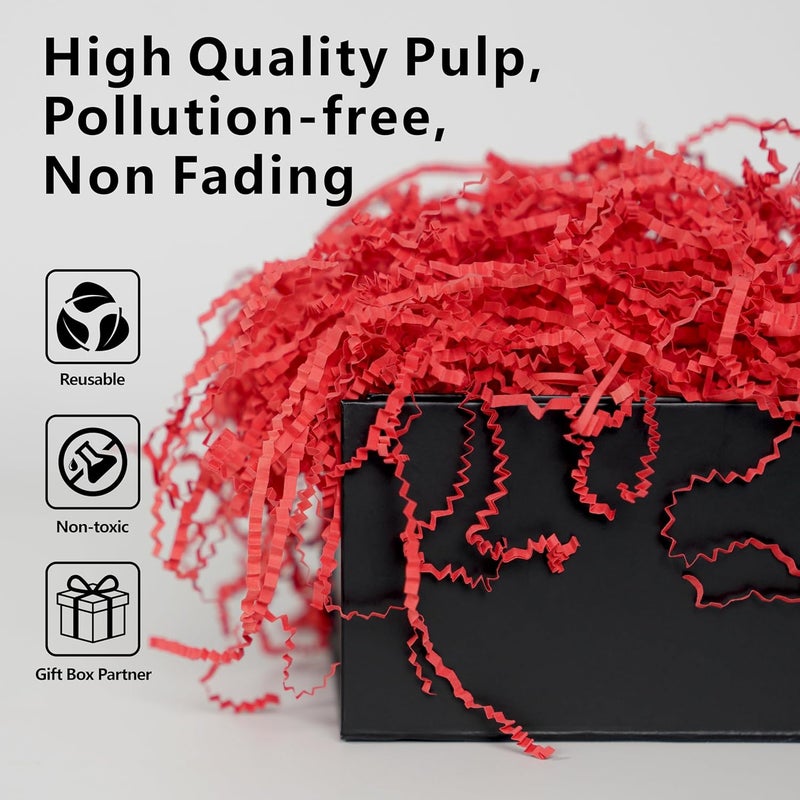 ROSYJUNE 1LB Crinkle Cut Paper Shred Filler, Red Shredded Paper for Gift Baskets Boxes Filling, Birthday Wedding Valentines Day Decoration - Image 2